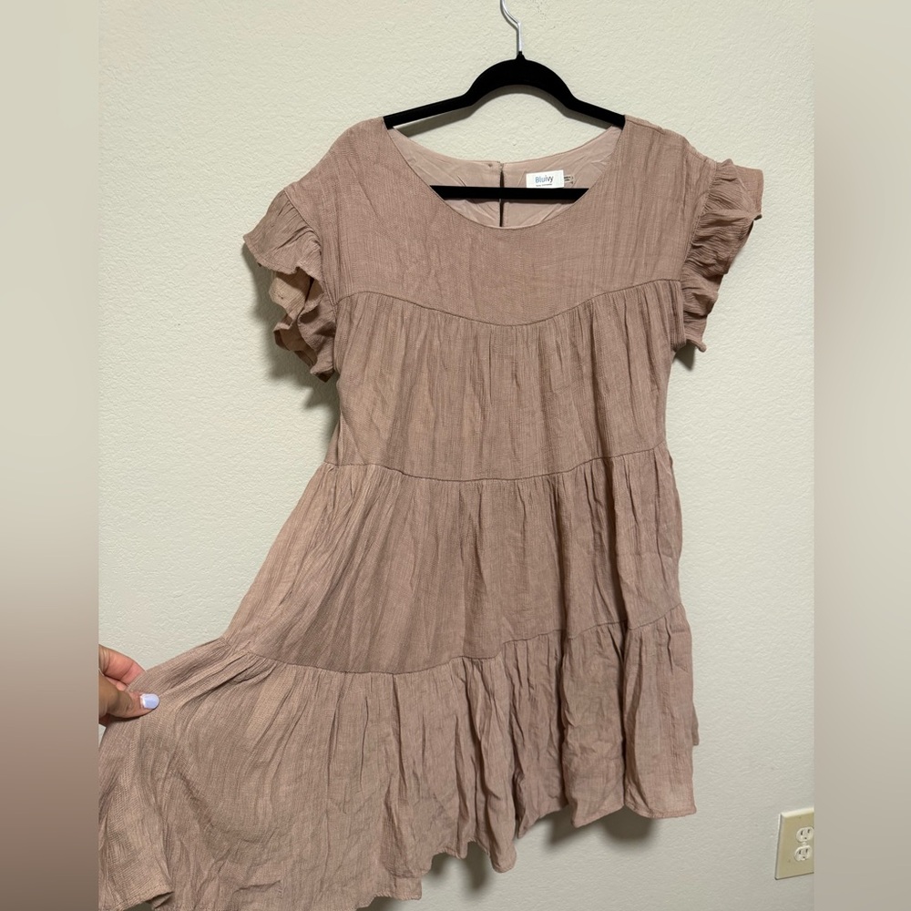 Bluivy Dusty Rose Tiered Ruffle Mini Dress